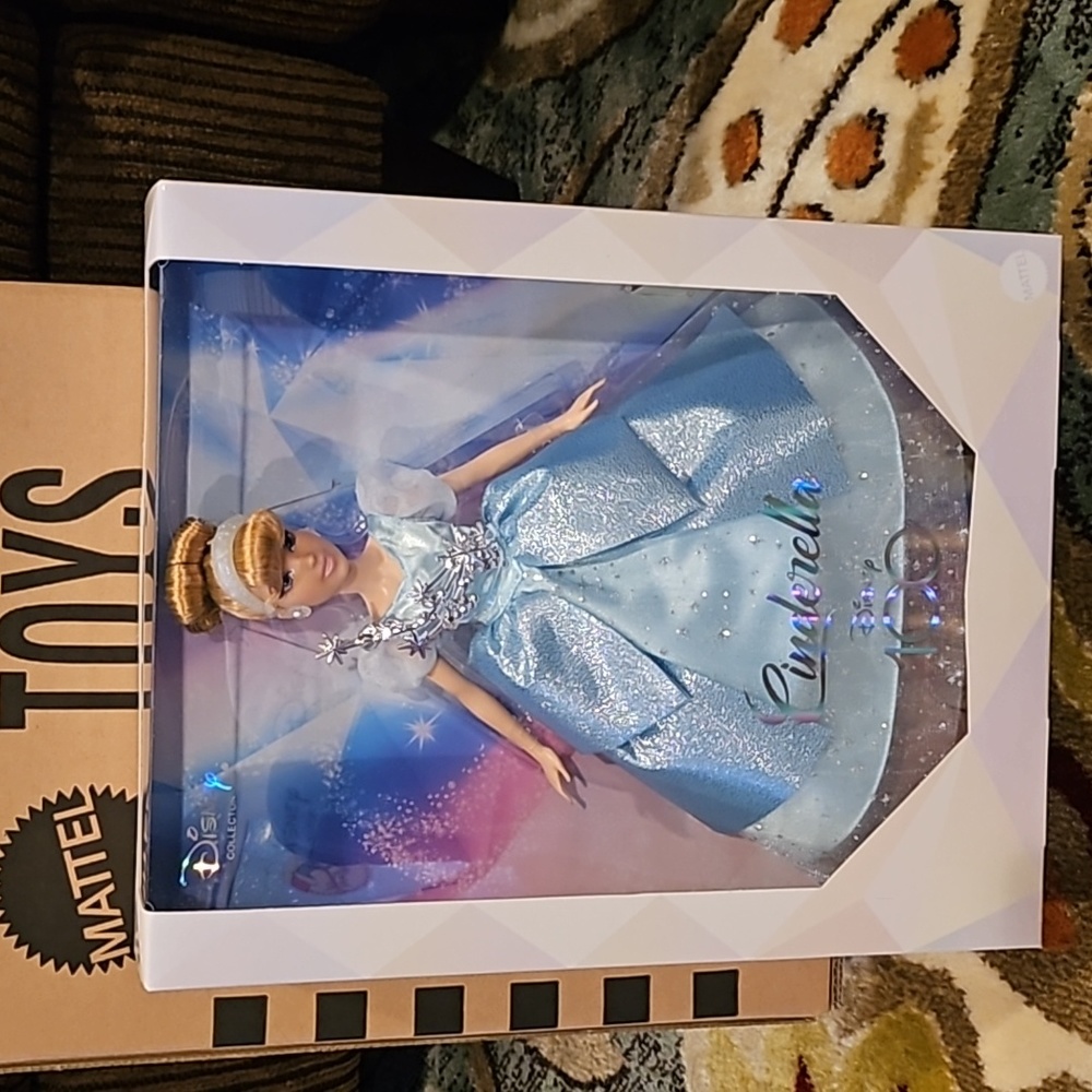 Disney Collector 100 Years of Wonder Cinderella Doll, New in Box & Mattel Box